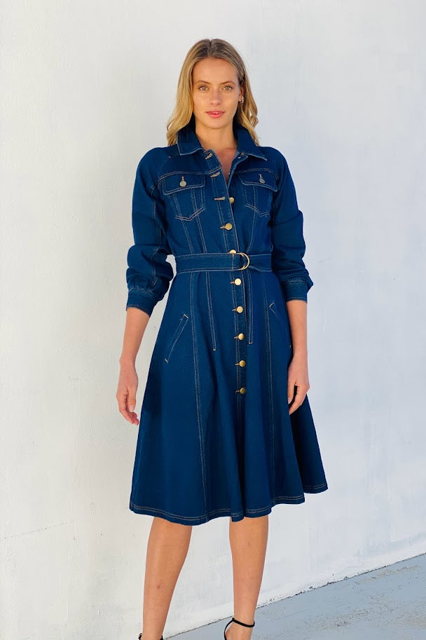 CL110506SS Denim Midi Dress