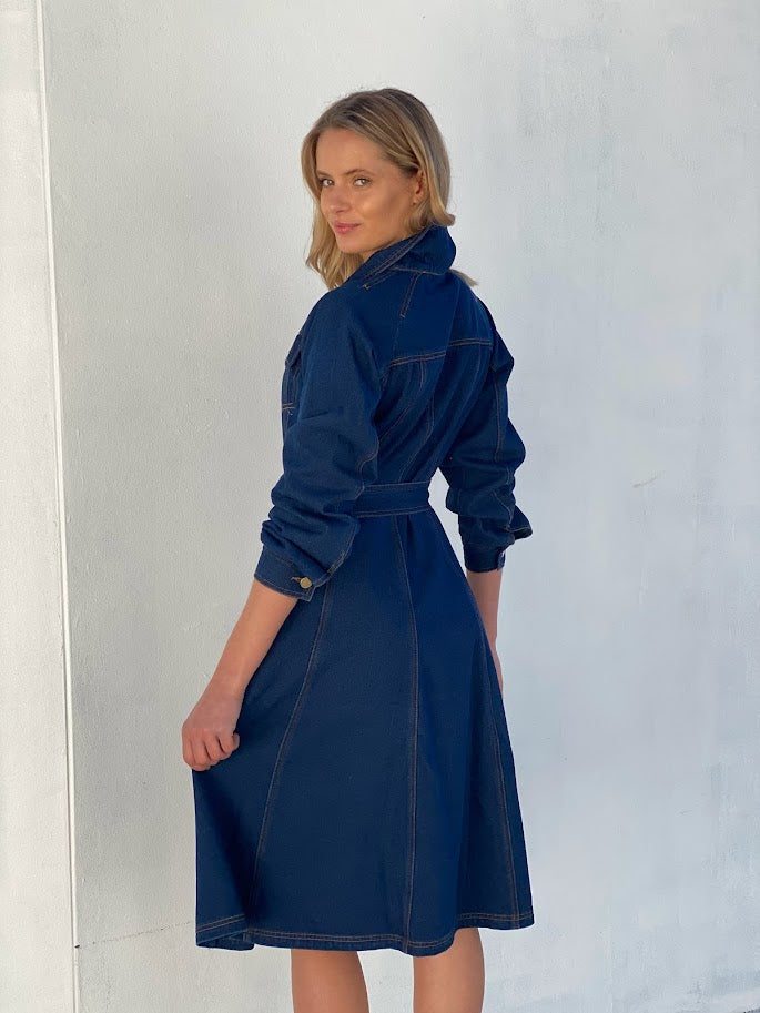 CL110506SS Denim Midi Dress