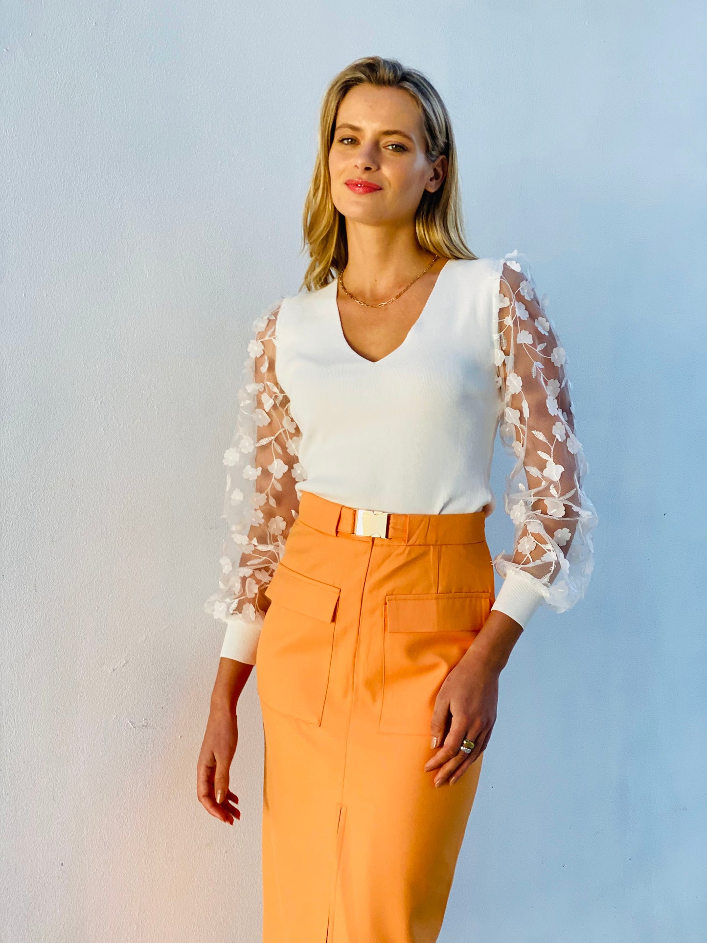 XW20686SS Utility Front Split Midi Skirt