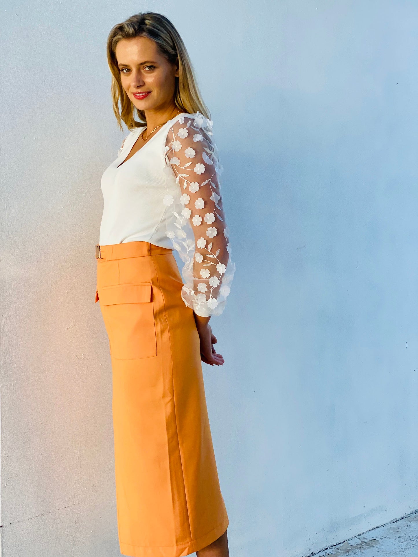 XW20686SS Utility Front Split Midi Skirt