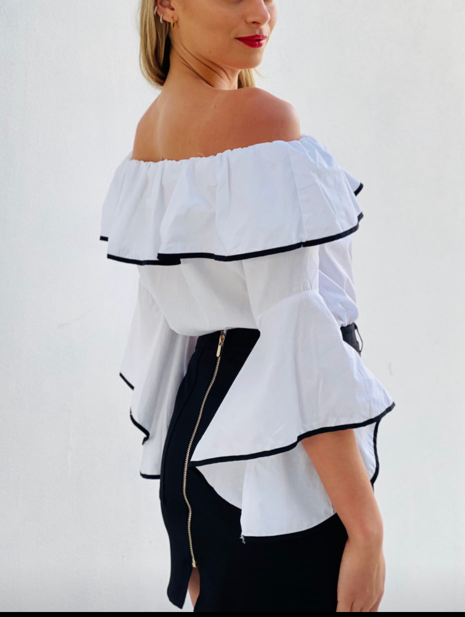 RV0826SS Embroidered cotton blouse