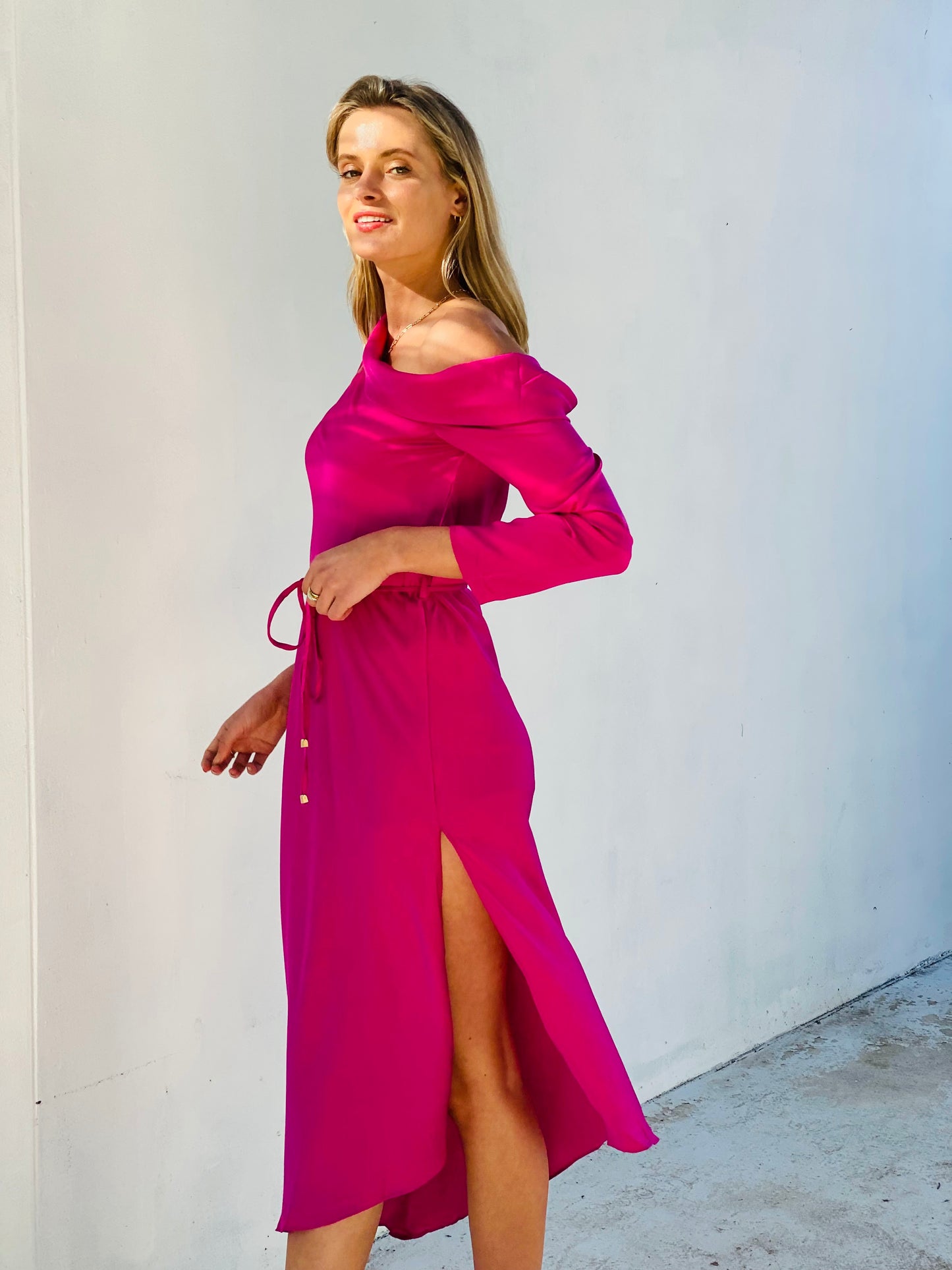 XW20667SS One-Shoulder Satin Dress - More Colours Available