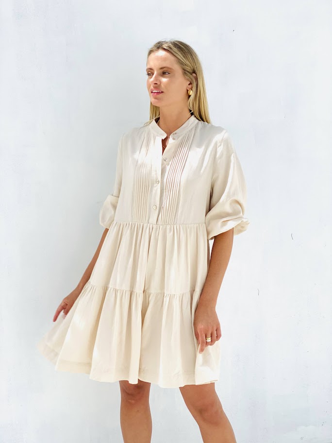 LA0881SS Tiered Tunic Mini Dress