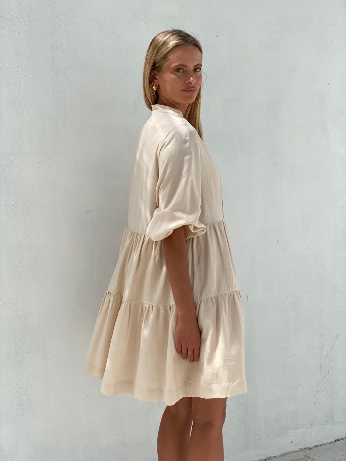 LA0881SS Tiered Tunic Mini Dress