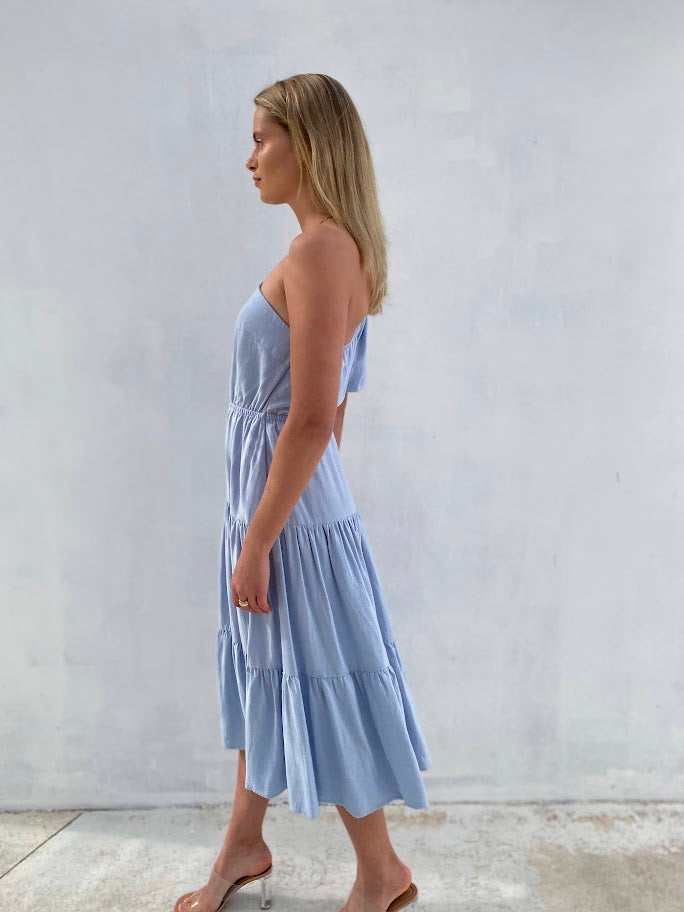 LA1478SS One Shoulder Bubble Sleeve Dress
