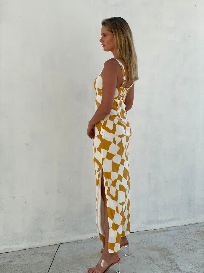 LA1522SS V-Neck Side Split Maxi Dress
