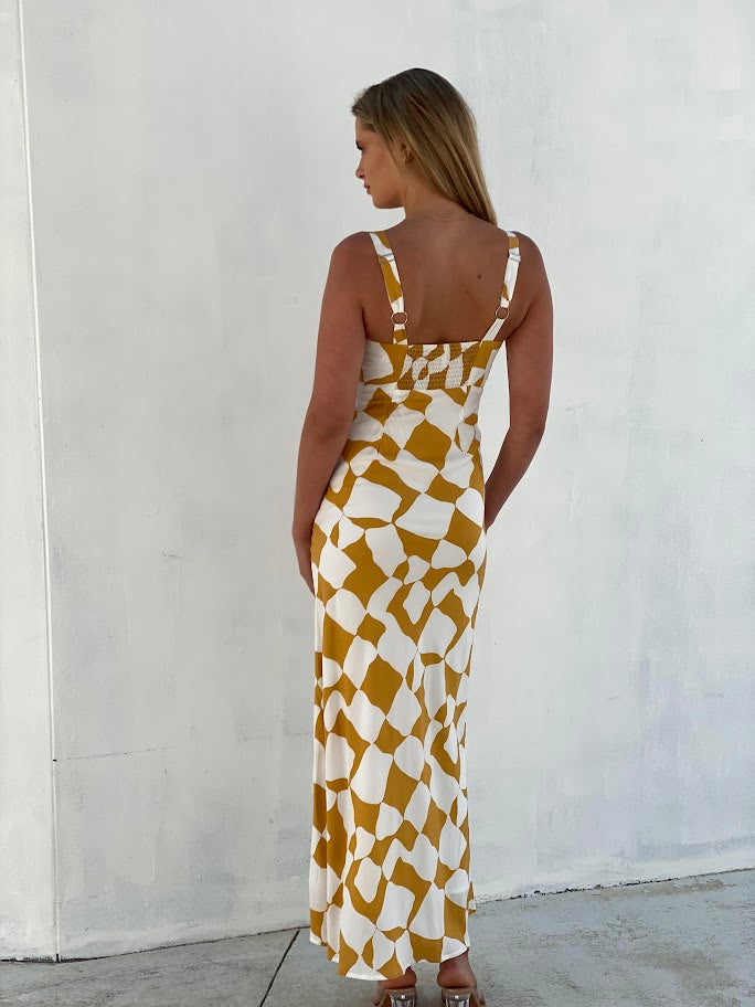 LA1522SS V-Neck Side Split Maxi Dress