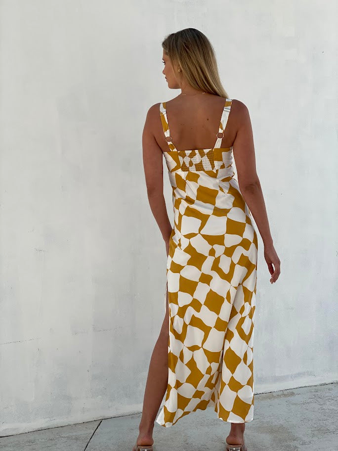LA1522SS V-Neck Side Split Maxi Dress