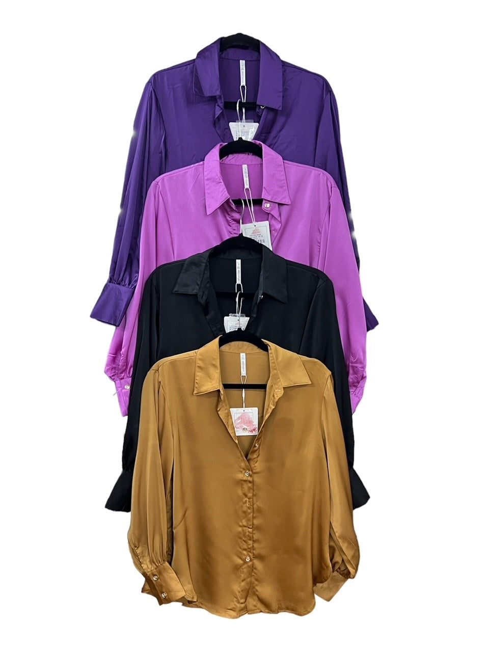 LA1133-32SS Satin Button Up Top