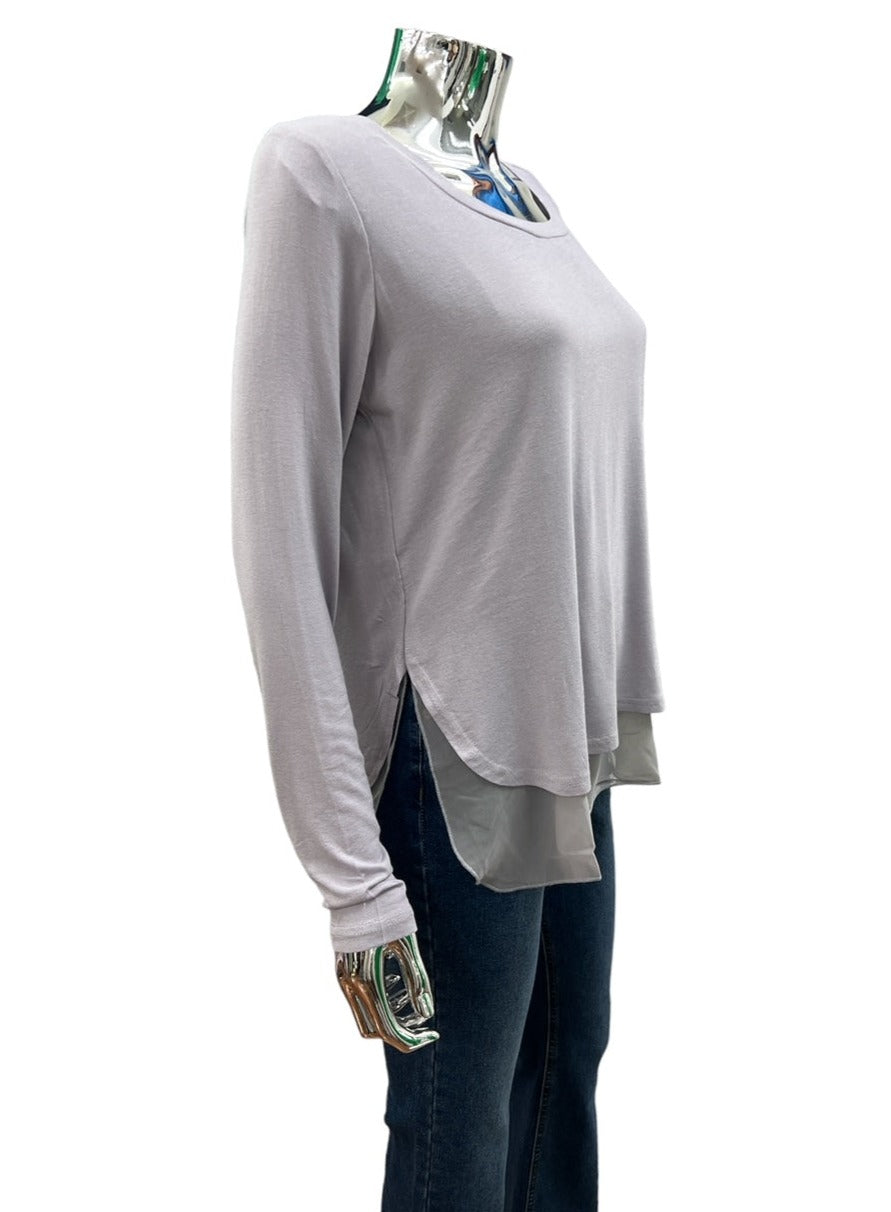 HS13045-1SS Long Sleeve Chiffon Hem Top - SALE $6