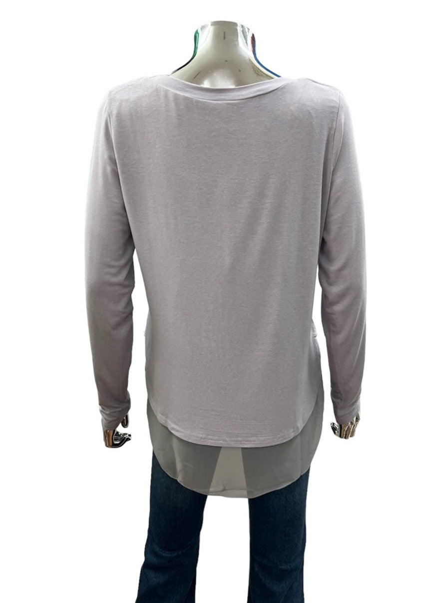 HS13045-1SS Long Sleeve Chiffon Hem Top - SALE $6