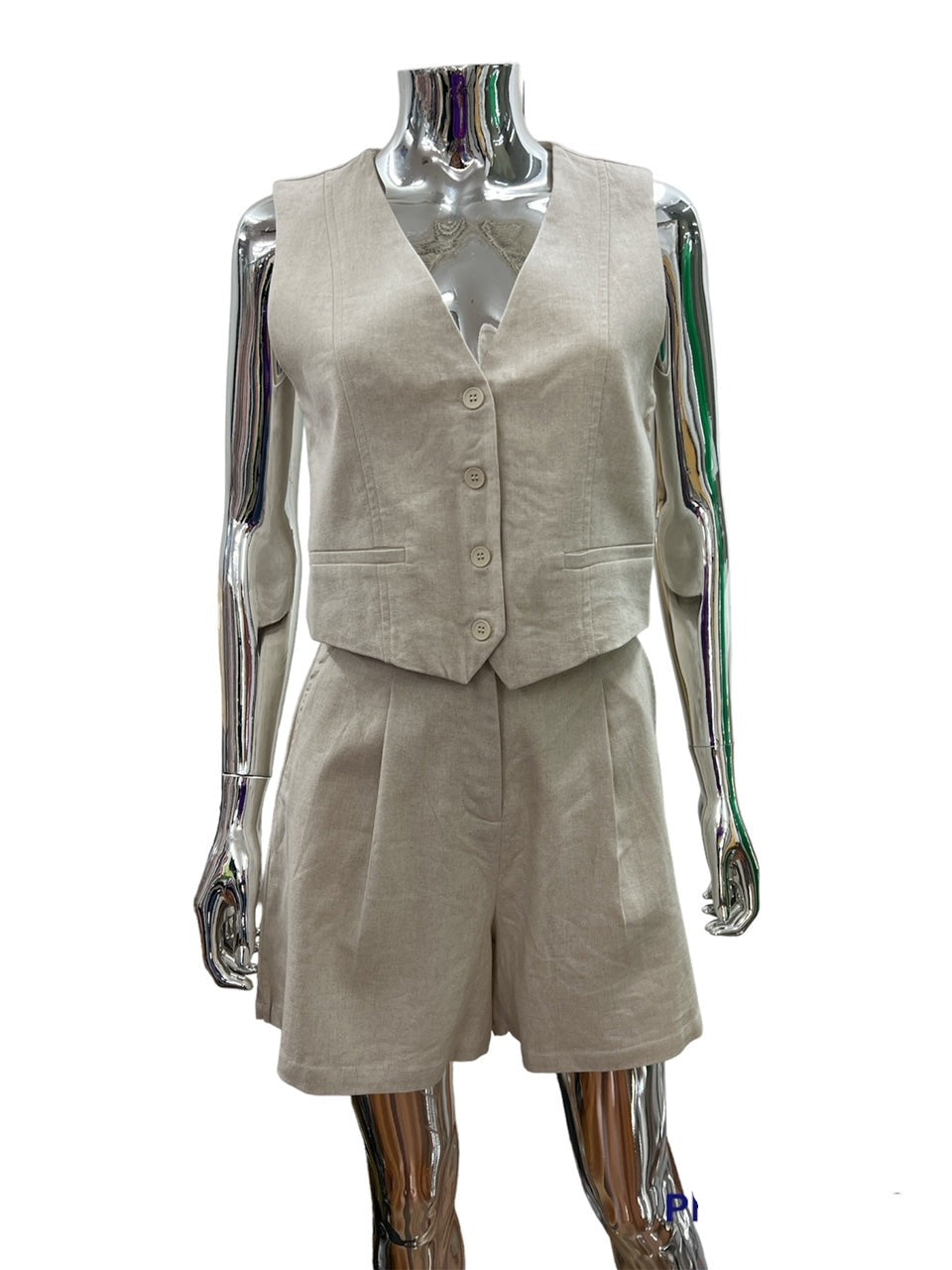 XW20730SS Beige High Waisted Shorts - More Colours Available