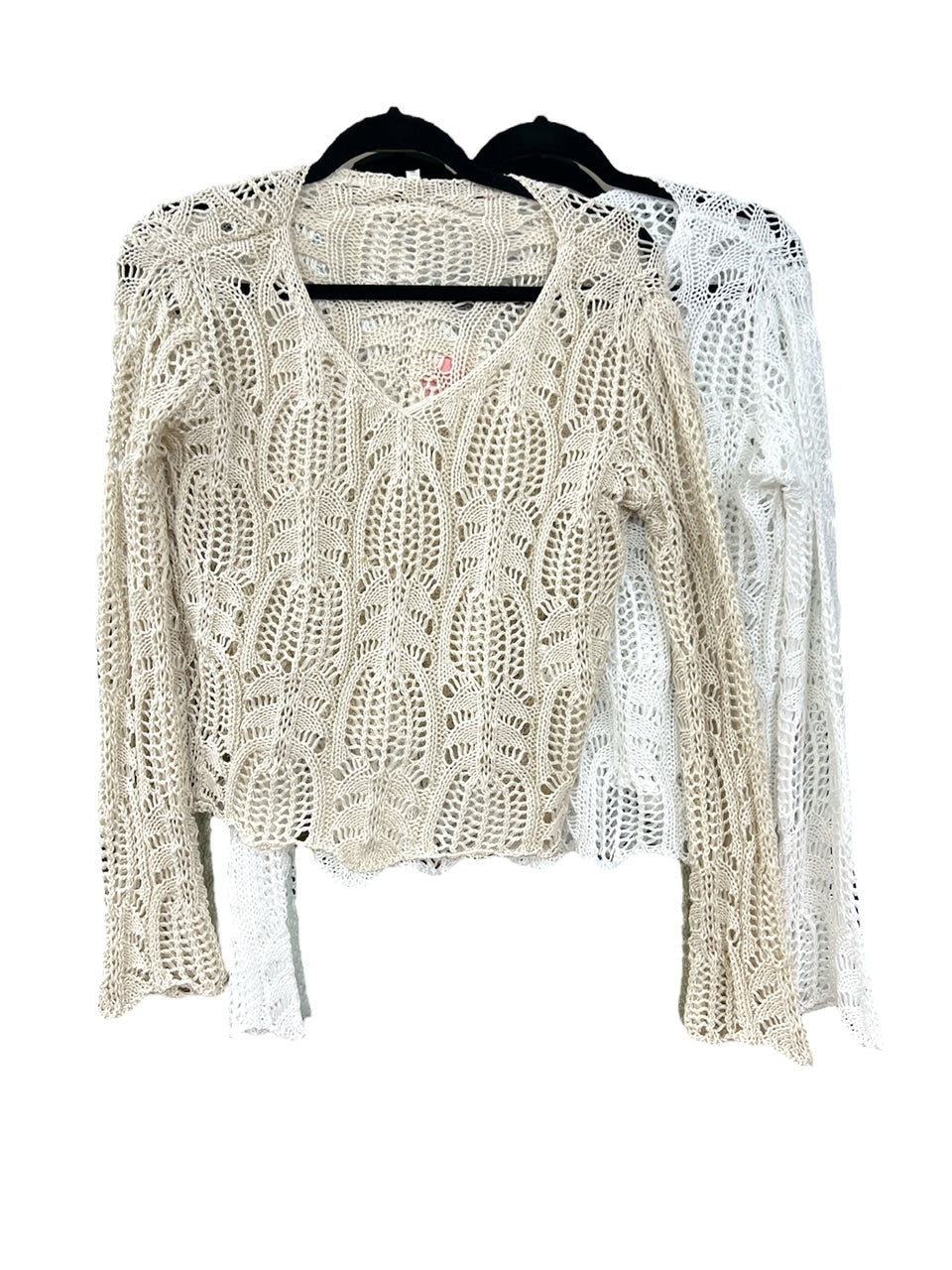 LA1530SS Crochet Knit V-Neck Top - More Colours Available