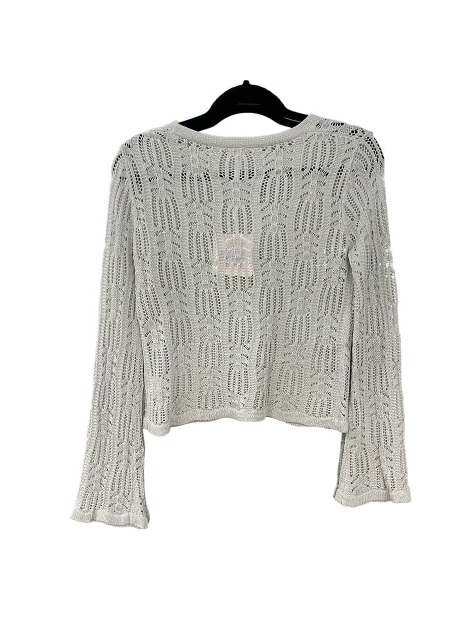 LA1372SS Silver Crochet Knit Cardi