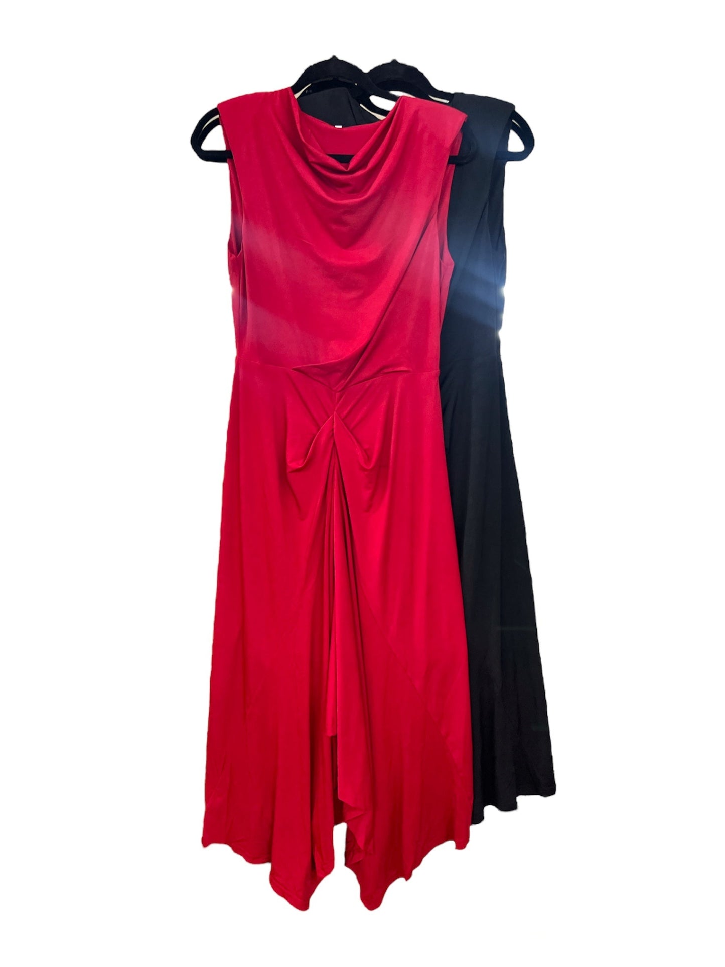 LA1488SS Sleeveless Draped Midi Dress