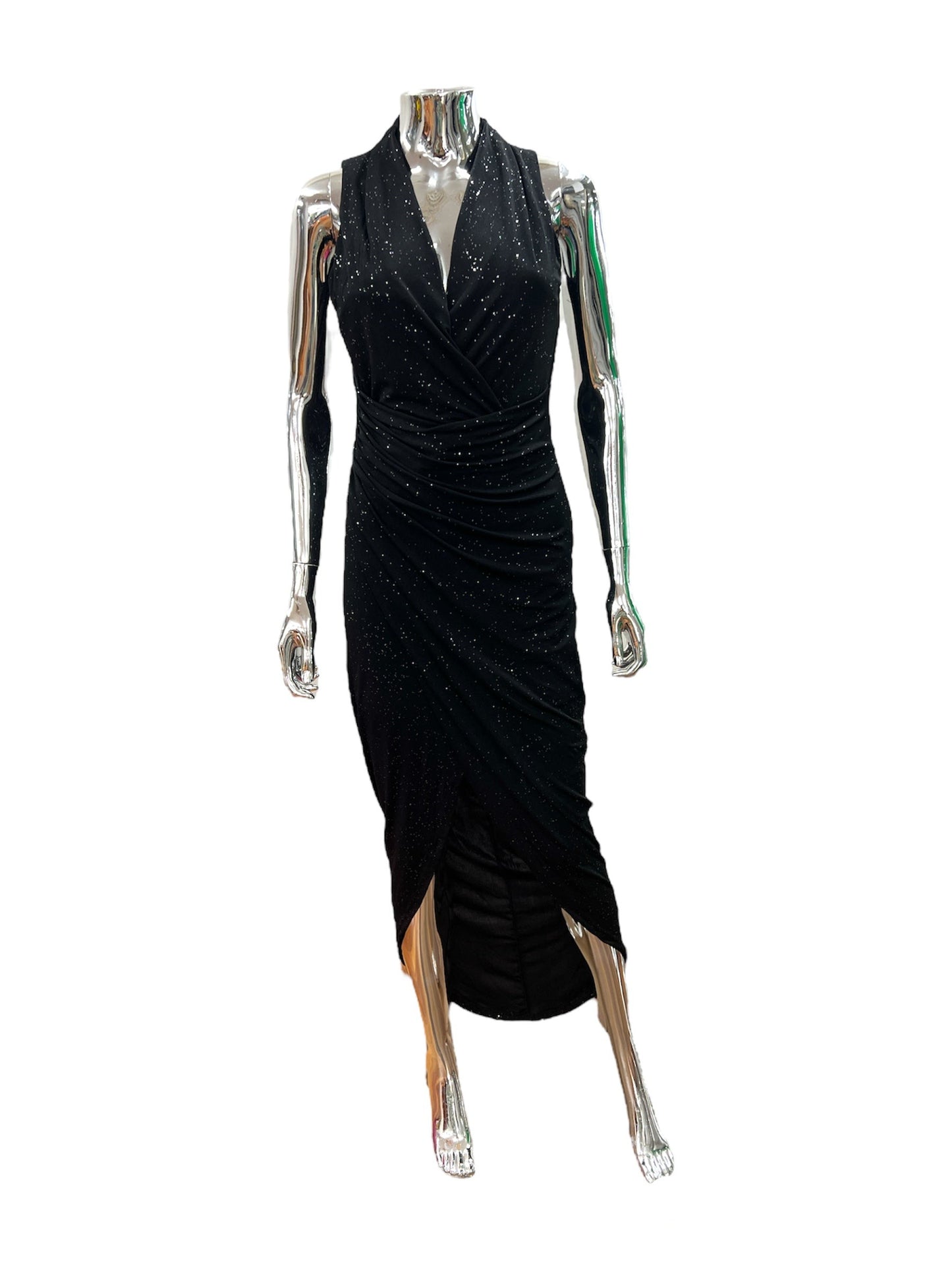 RV0460-2SS Black Sleeveless Glittery Dress