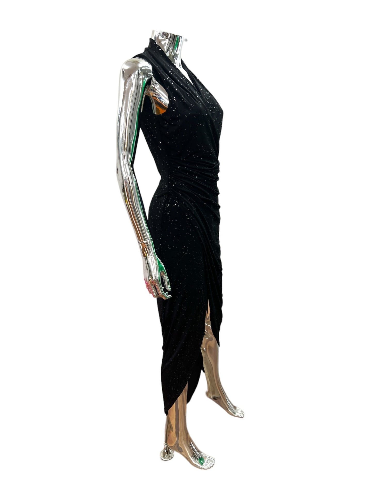 RV0460-2SS Black Sleeveless Glittery Dress