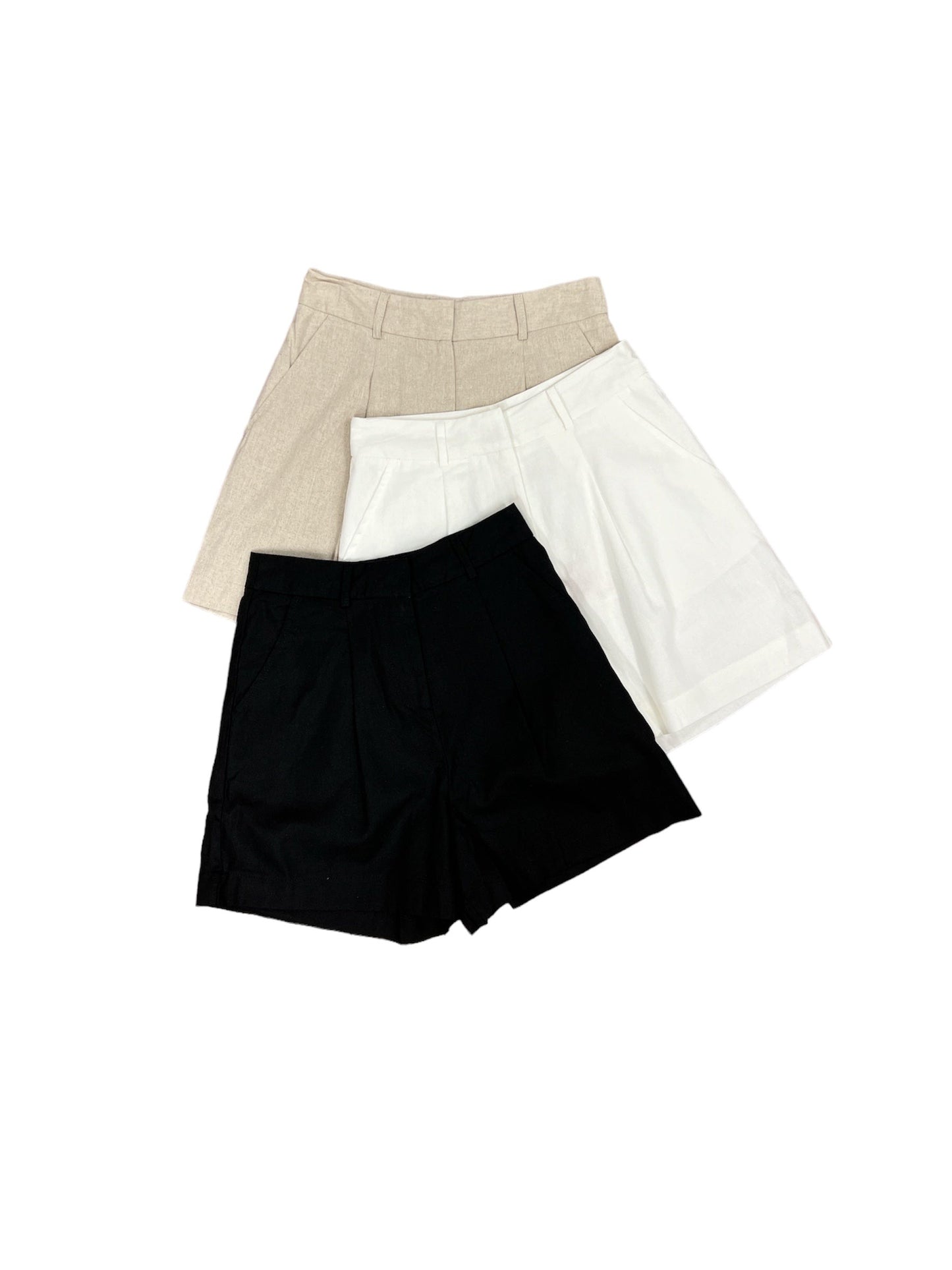 XW20730SS Beige High Waisted Shorts - More Colours Available