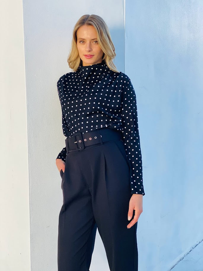 XW20653-1SS Satin Polka Dot Blouse