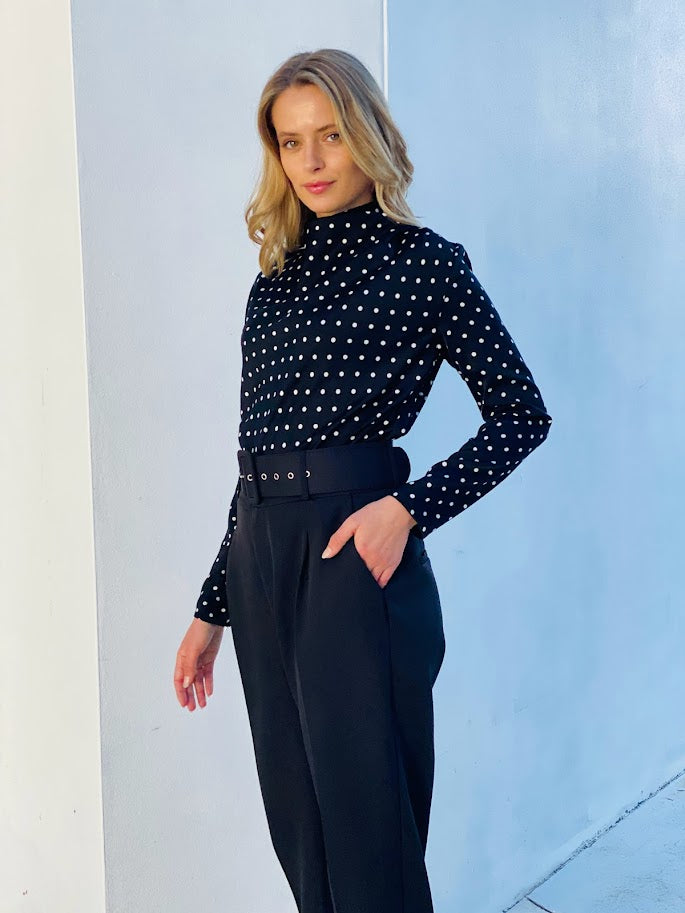 XW20653-1SS Satin Polka Dot Blouse - ON SALE