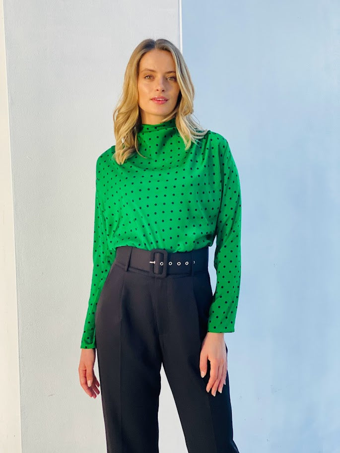 XW20653-1SS Satin Polka Dot Blouse