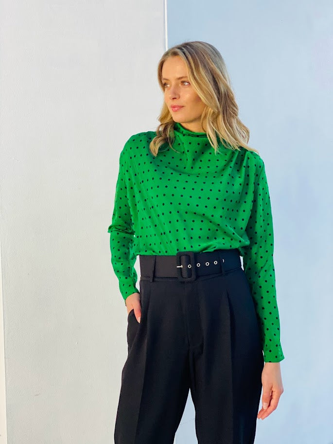 XW20653-1SS Satin Polka Dot Blouse