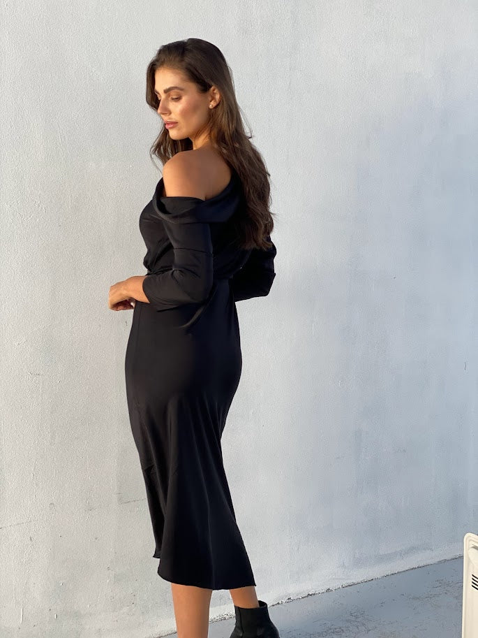 XW20667SS One-Shoulder Satin Dress - More Colours Available