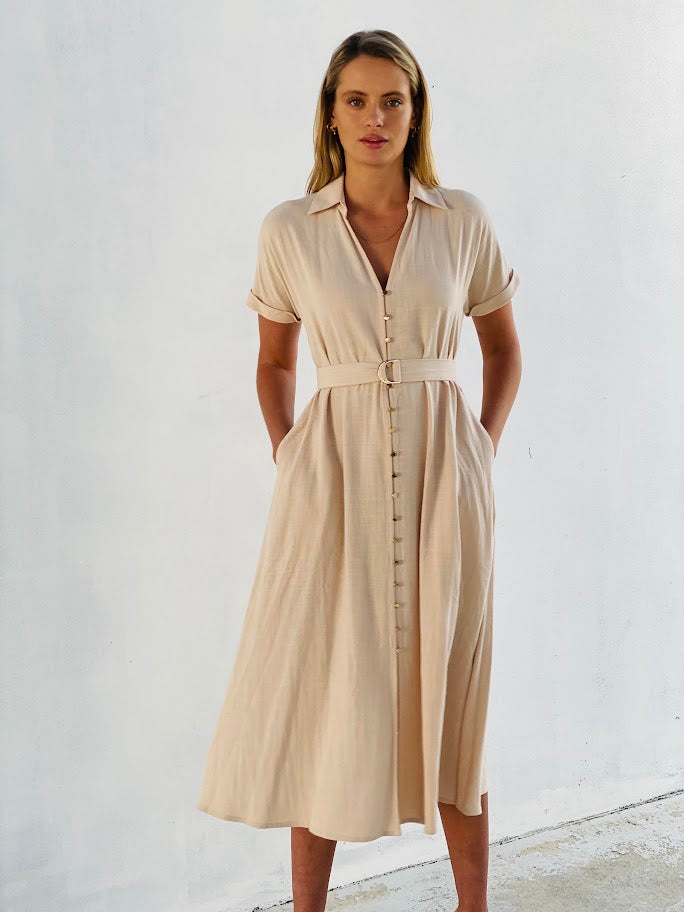 XW20747SS Button Front Shirt Dress