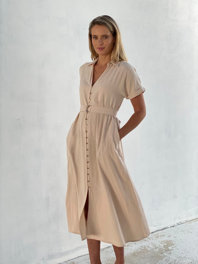 XW20747SS Button Front Shirt Dress