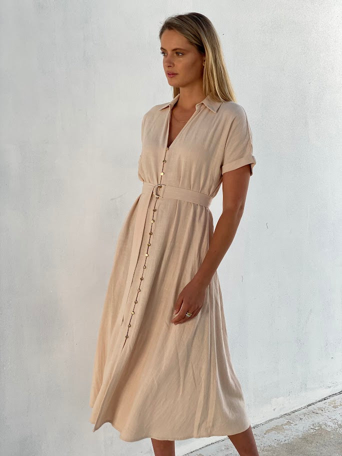 XW20747SS Button Front Shirt Dress