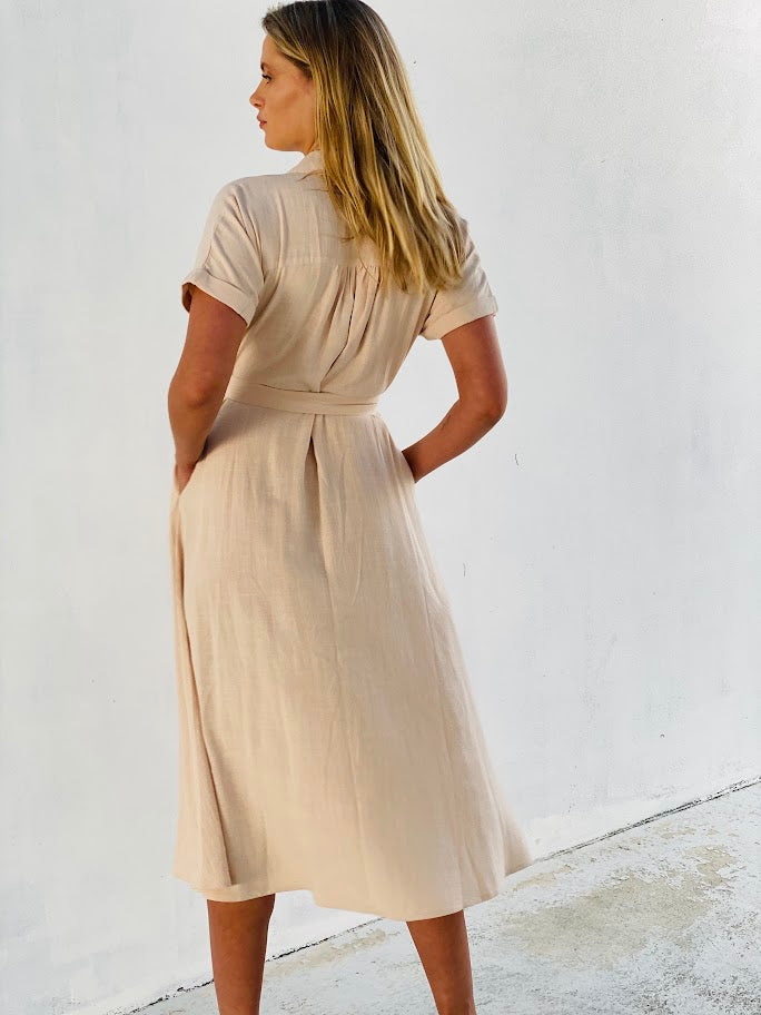 XW20747SS Button Front Shirt Dress