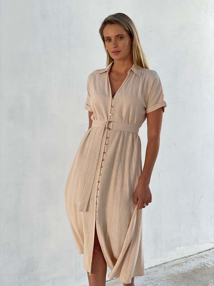 XW20747SS Button Front Shirt Dress