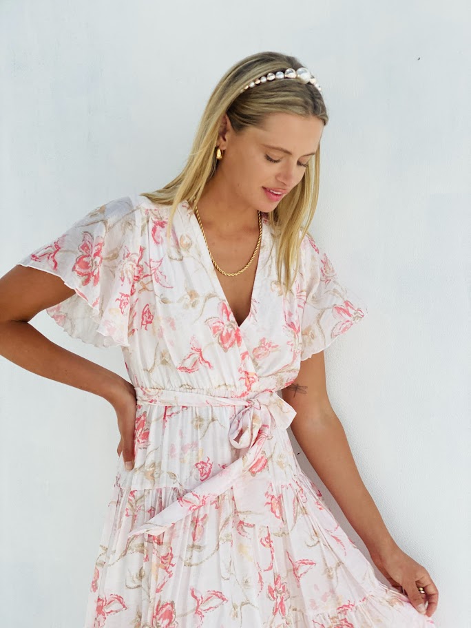 XW20796SS Floral Tiered Maxi Dress
