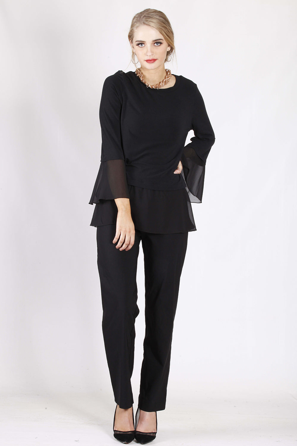 WW0065NC Black Top With Sheer Contrast (Pack)