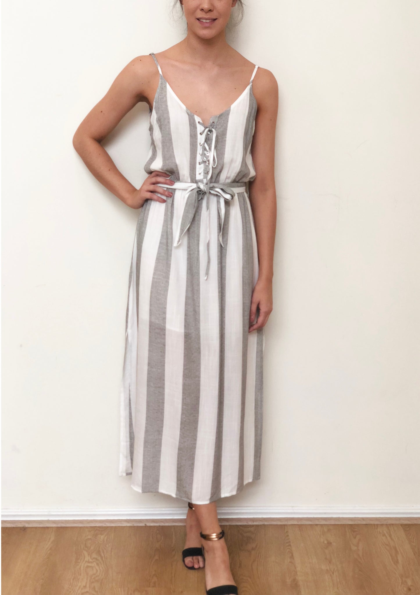 ZW16514SS Striped Tie Up Dress (Pack)