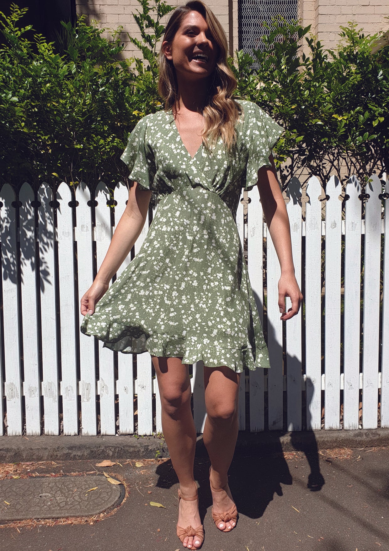 LA0350-1SS Green Floral Dress (Pack)
