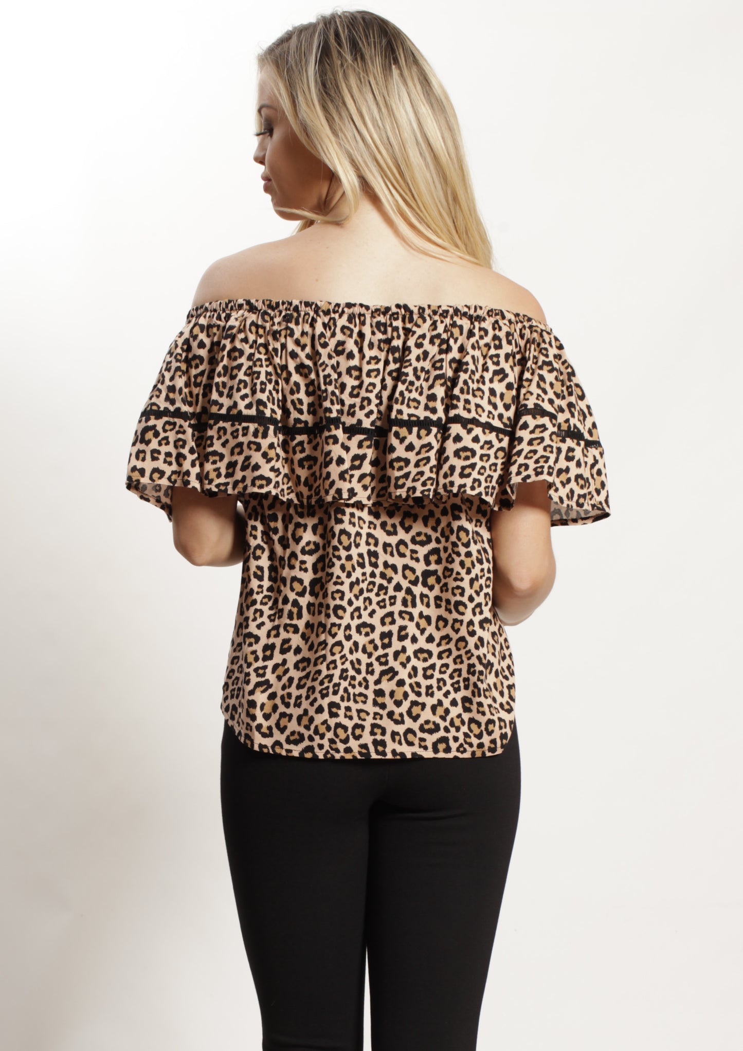 YW2390-1SS Leopard Off Shoulder Top (Pack) New Arrivals