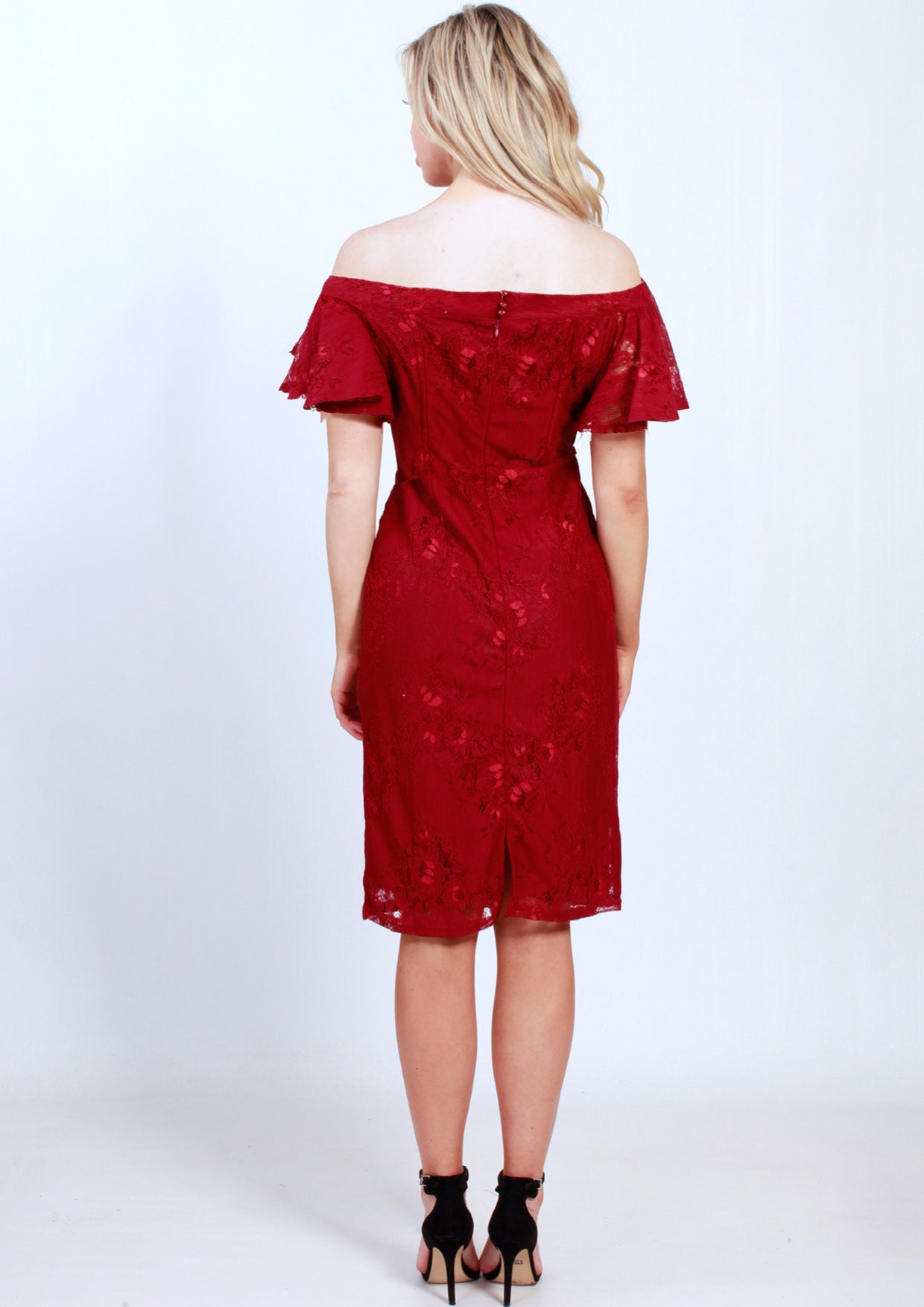 BS716012-6TB Lace Off Shoulder Midi Dress (Pack)