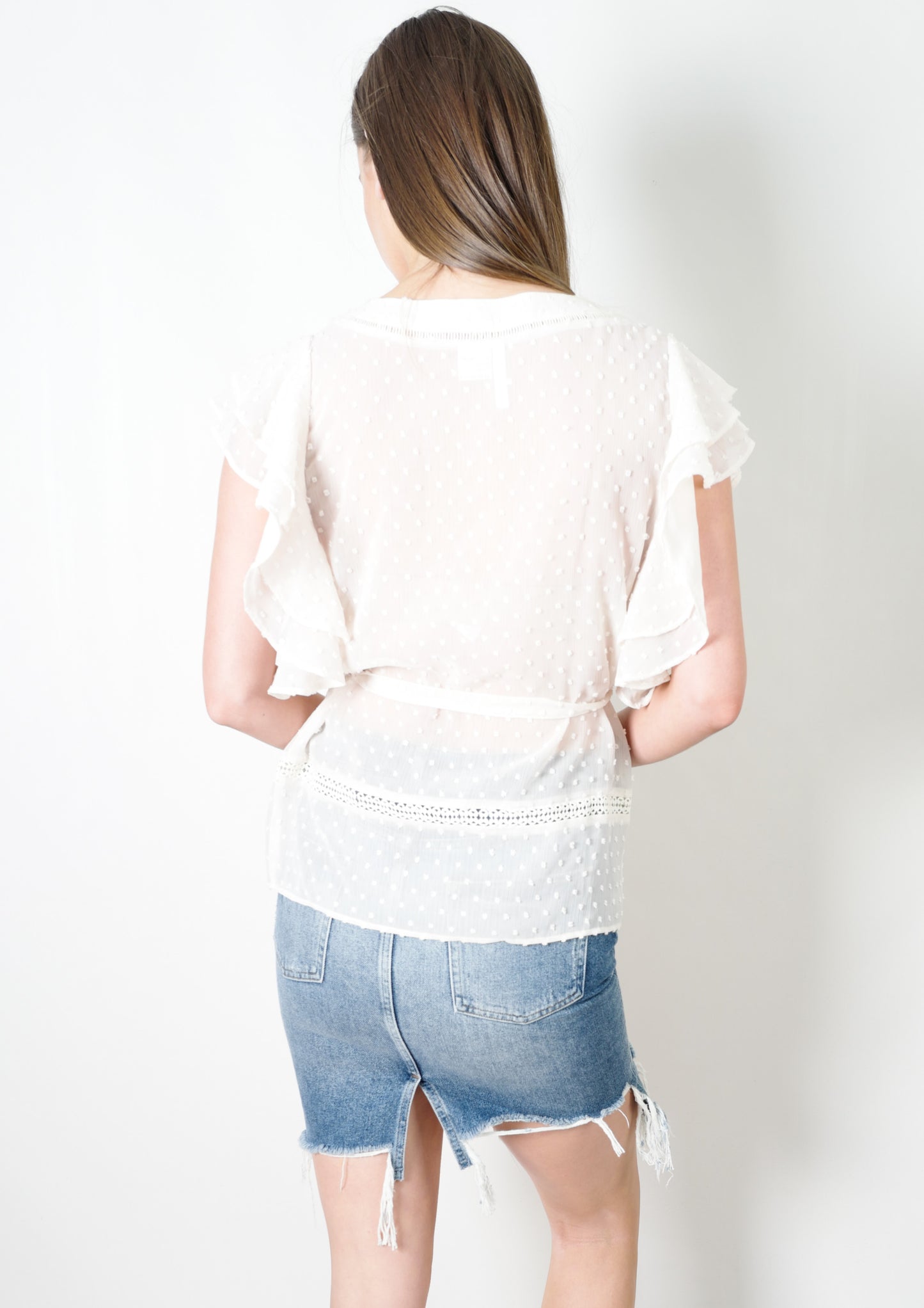 YW2316SS Textured Ruffle Sleeve Top (Pack) Sale $5.