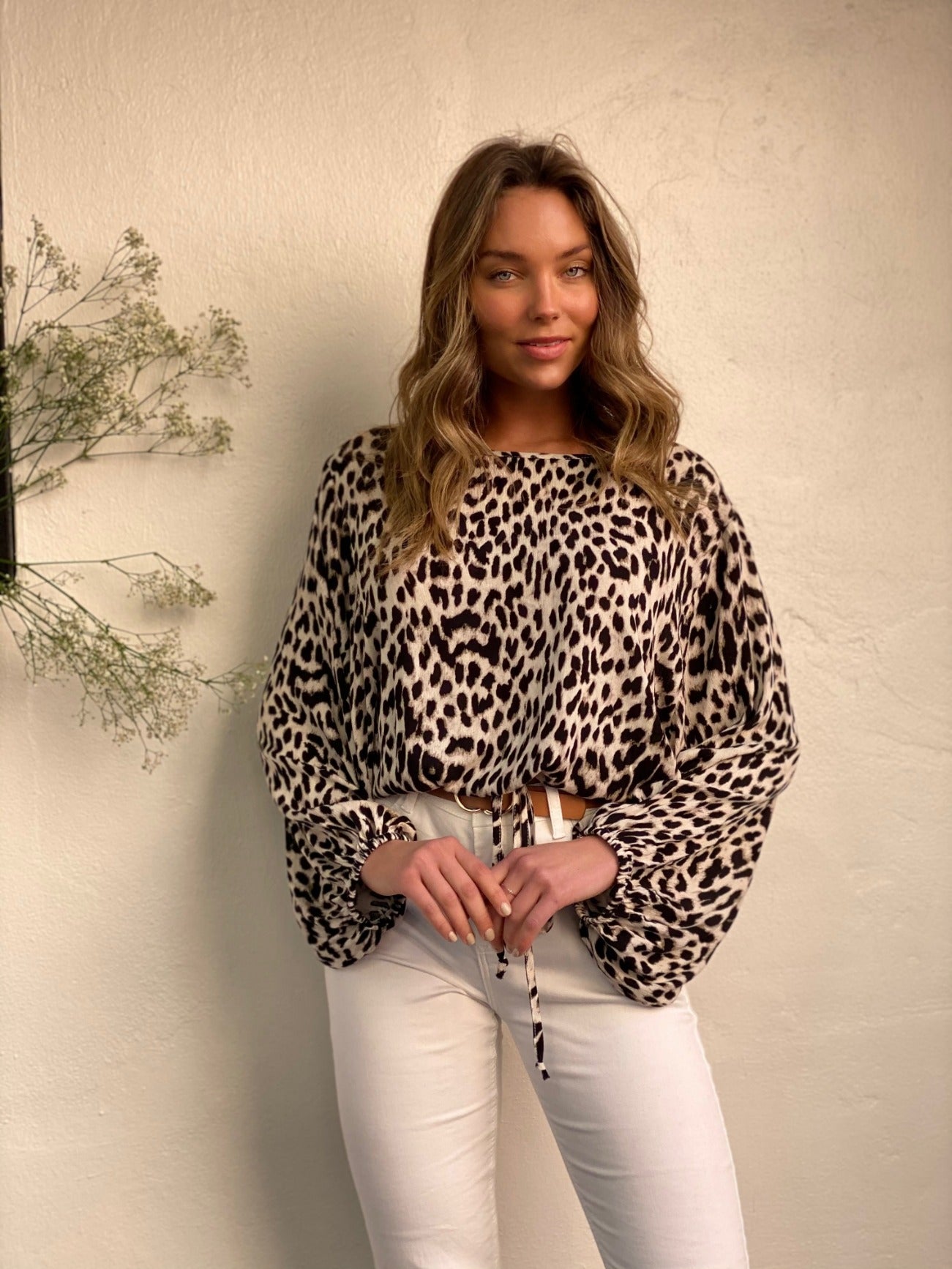 AY212-7SS Leapard Balloon Sleeve Blouse - Pack