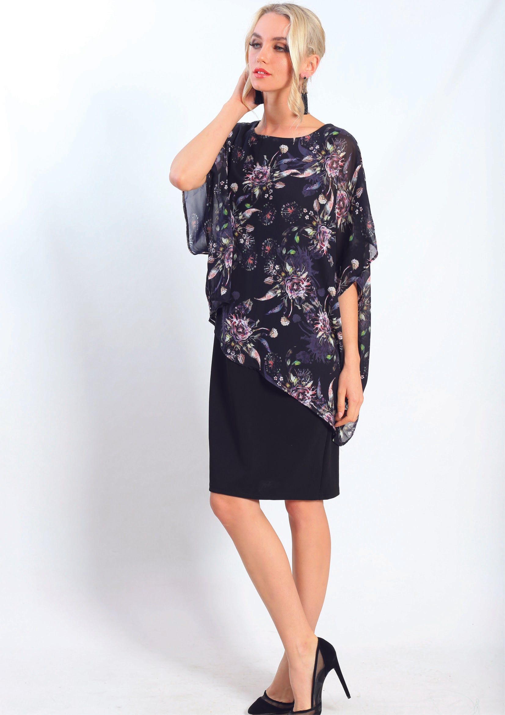 Floral chiffon outlet overlay dress