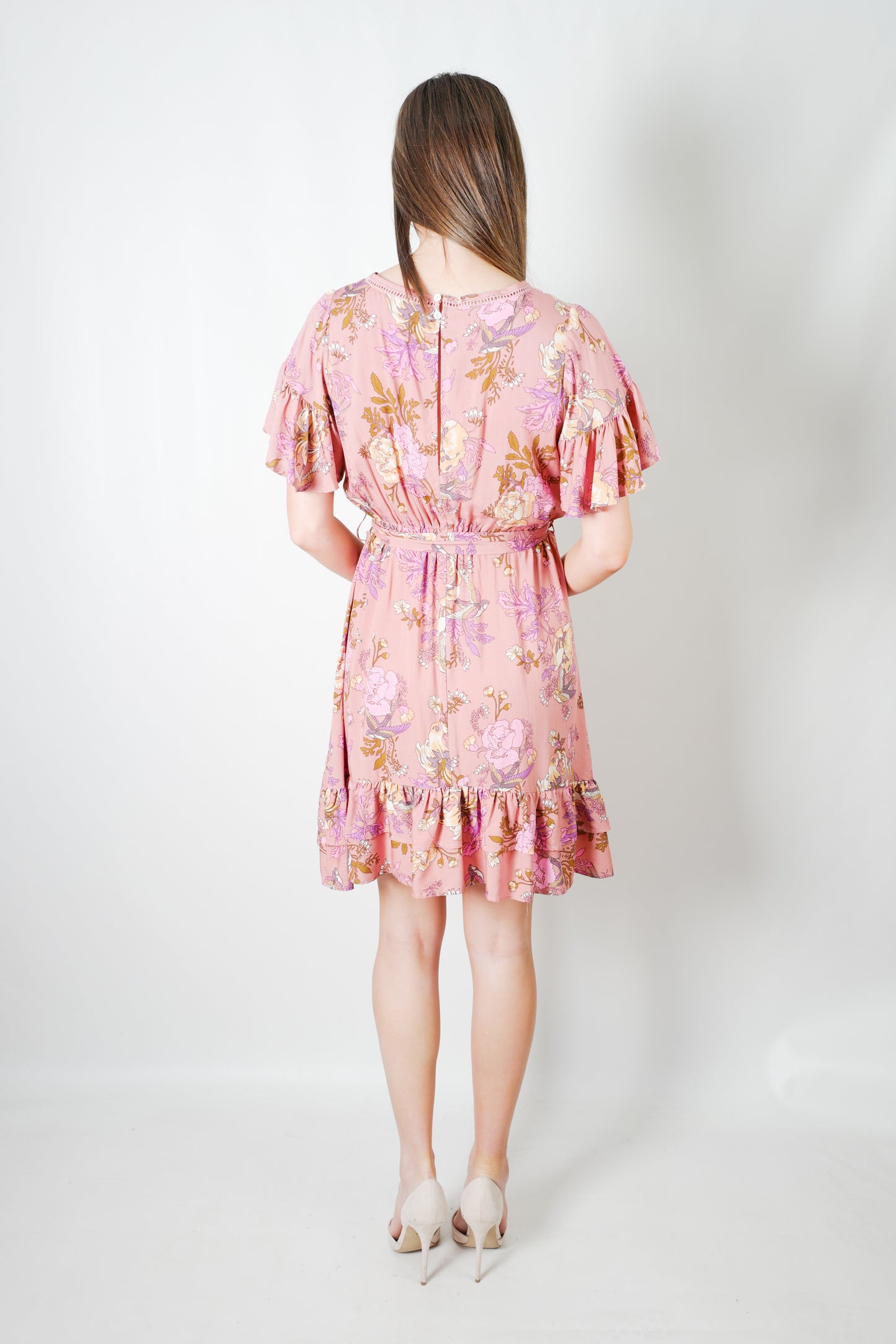 VY0339-2SS Ruffle Sleeve Floral Dress(Pack)