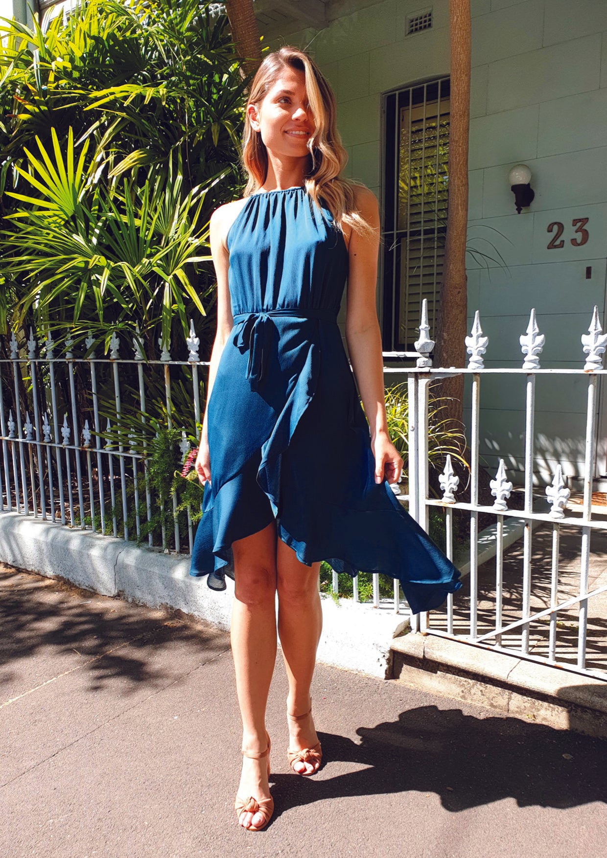 LA0360SS Tie Neck Wrap Dress (Pack)