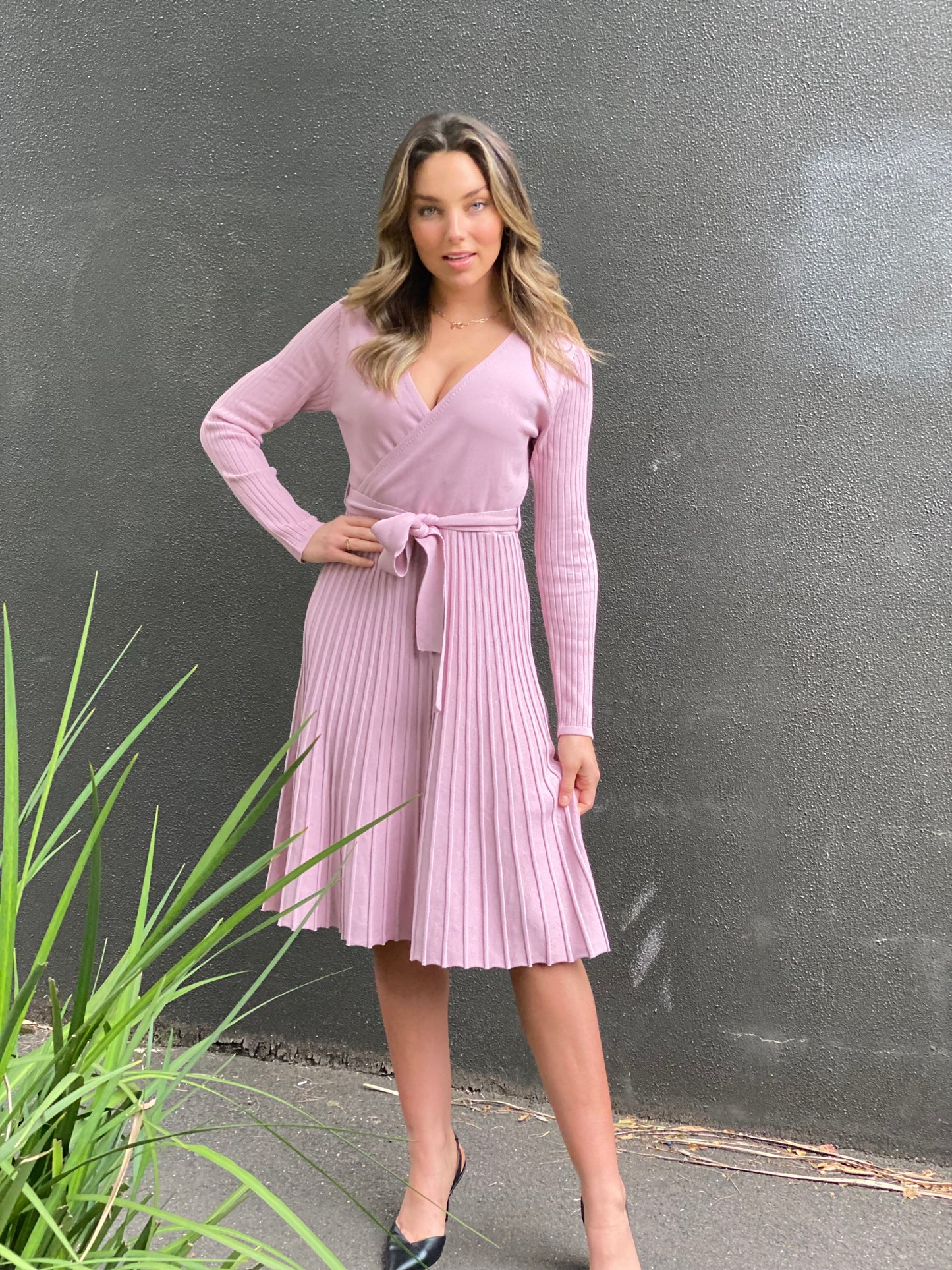 LA0545-2SS Midi Knit Dress - More Colours Available