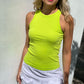 LA0757SS Round Neck Sleeveless Basic Top - More Colours Available