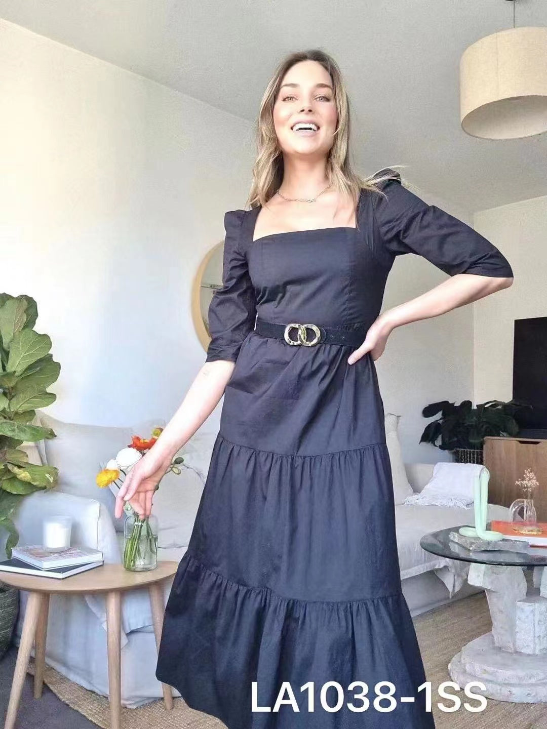 LA1038-1SS Cotton Poplin Dress (Without Belt) -SALE