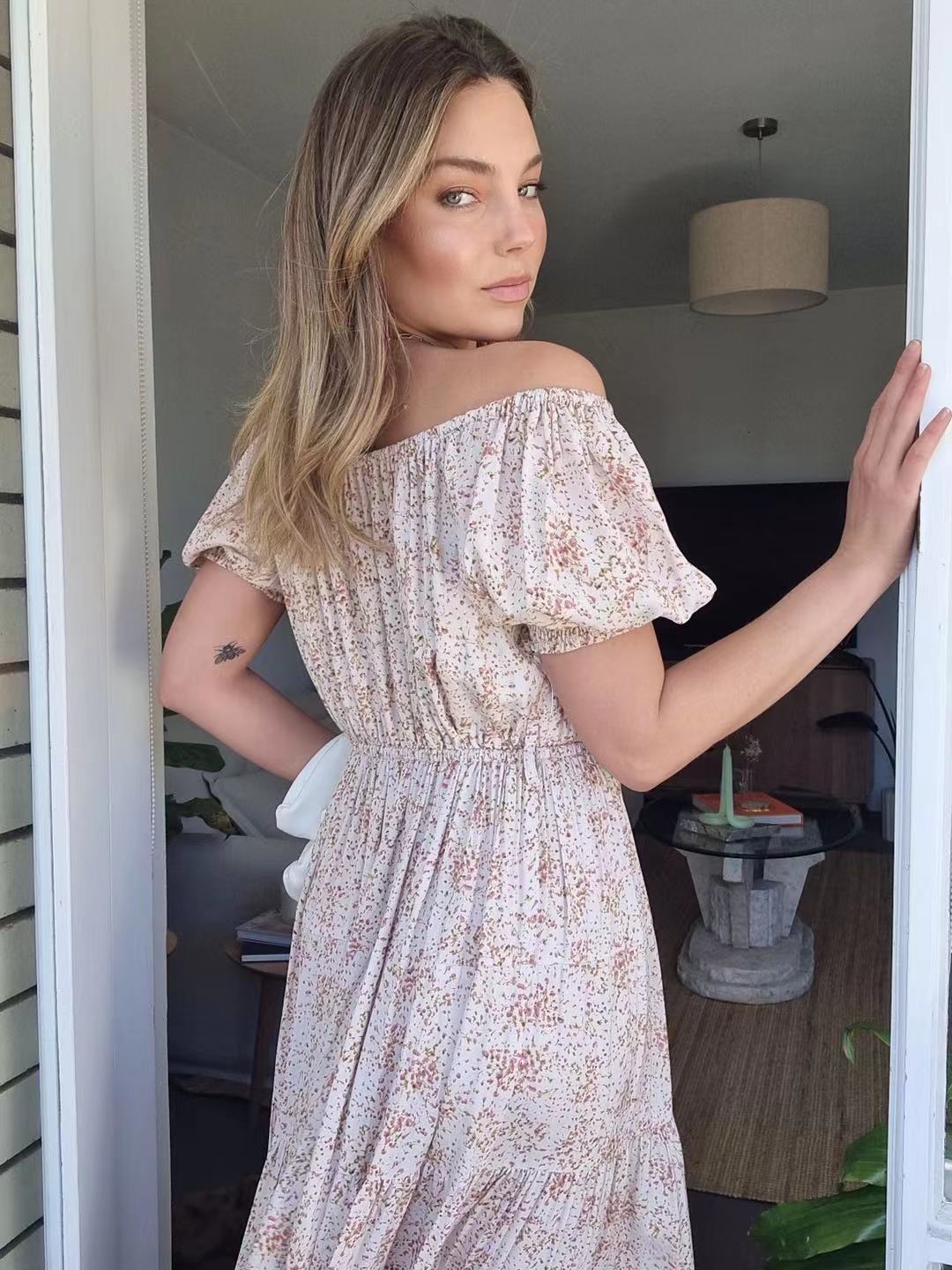 LA1079SS Floral Midi Dress New Arrival