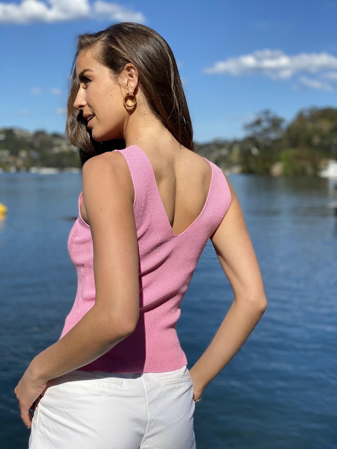 LA1256SS Sleeveless V-Neck Basic Top - More Colours Available