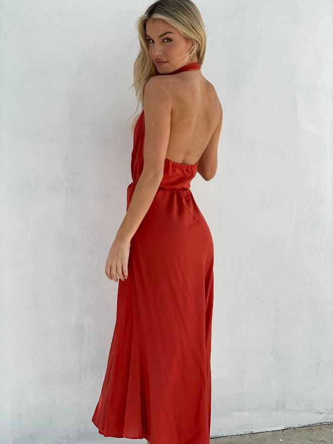 LA1285SS Classic Halter Neck Maxi Dress - More Colours Available - SALE