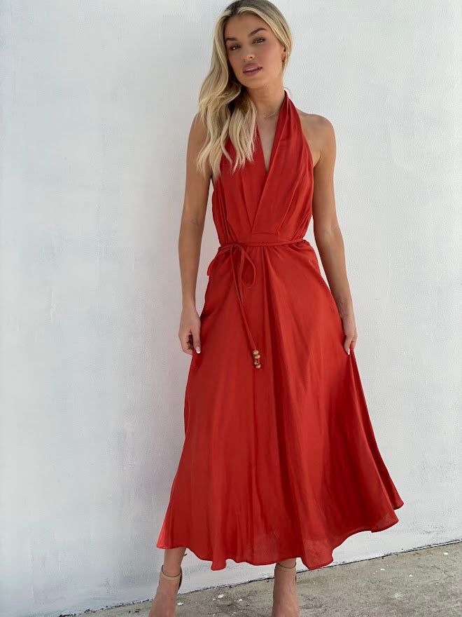 LA1285SS Classic Halter Neck Maxi Dress - More Colours Available - SALE